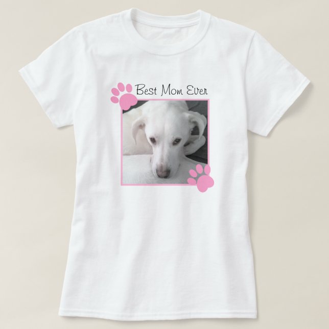 Foto des Niedlichen Hundes Pink Paws Beste Mama je T-Shirt (Design vorne)