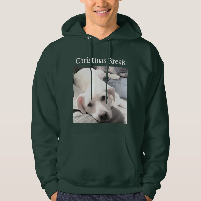 Foto des Niedlichen Hundes Weihnachtsbause Grün Hoodie (Vorderseite)