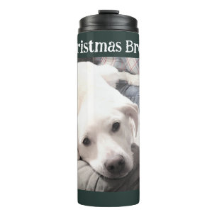 Foto des Niedlichen Hundes Weihnachtsbause Grün Thermosbecher