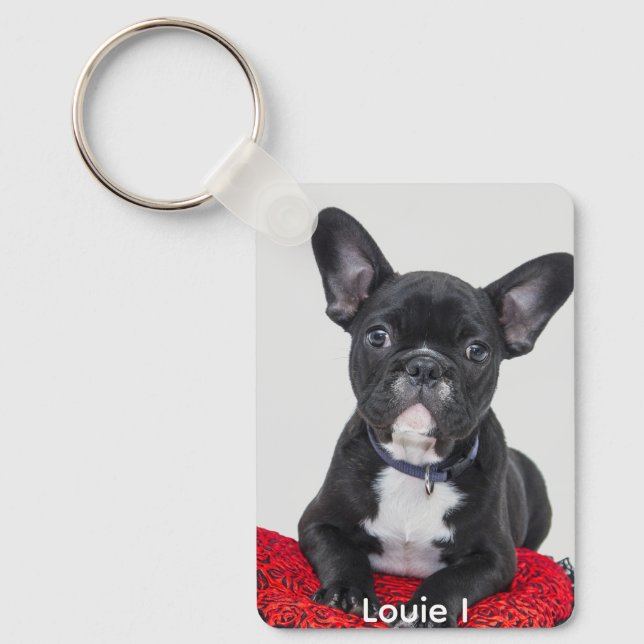 Foto des Niedlichen Louie I Black French Bulldog Schlüsselanhänger (Vorderseite)