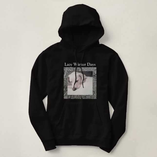 Foto des Niedlichen Weißen Hundes am schönen Winte Hoodie (Design vorne)