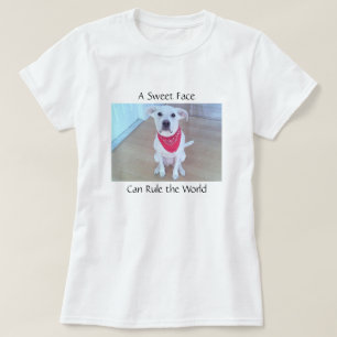 Foto des Niedlichen weißen Hundes mit süßem Ges T-Shirt
