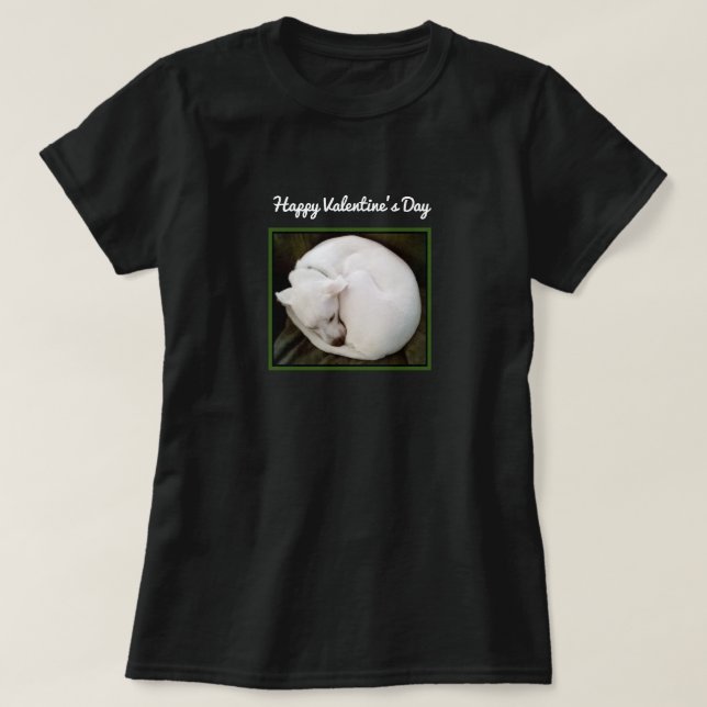 Foto des Niedlichen Weißen Hundes verschlang den V T-Shirt (Design vorne)