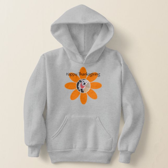 Foto des Niedlichen Welpenhundes in Orange Blume H Hoodie (Ablage )