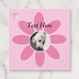 Foto des Niedlichen Welpenhundes in rosa Blume Geschenkanhänger
