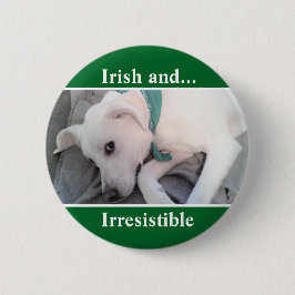 Foto des Niedlichen Welpenhundes St. Patrick's Day Button