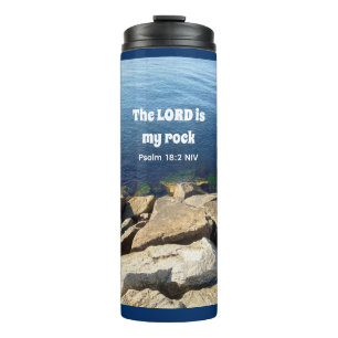 Foto des Ozeangottes ist mein Rock Bible Verse Bla Thermosbecher