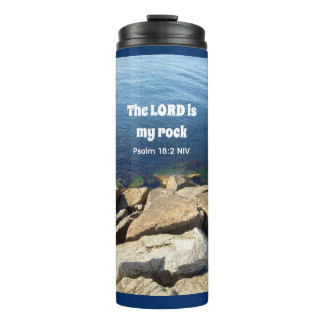 Foto des Ozeangottes ist mein Rock Bible Verse Bla Thermosbecher