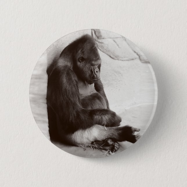 Foto des schlafenden Gorillas Button (Vorderseite)