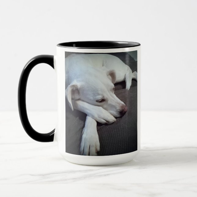 Foto des Schlafens Hund Speedy Erholung gut Tasse (Links)