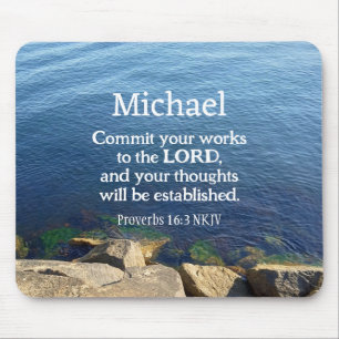 Foto des Sprichworts "Deep Blue Ocean" Bible Verse Mousepad