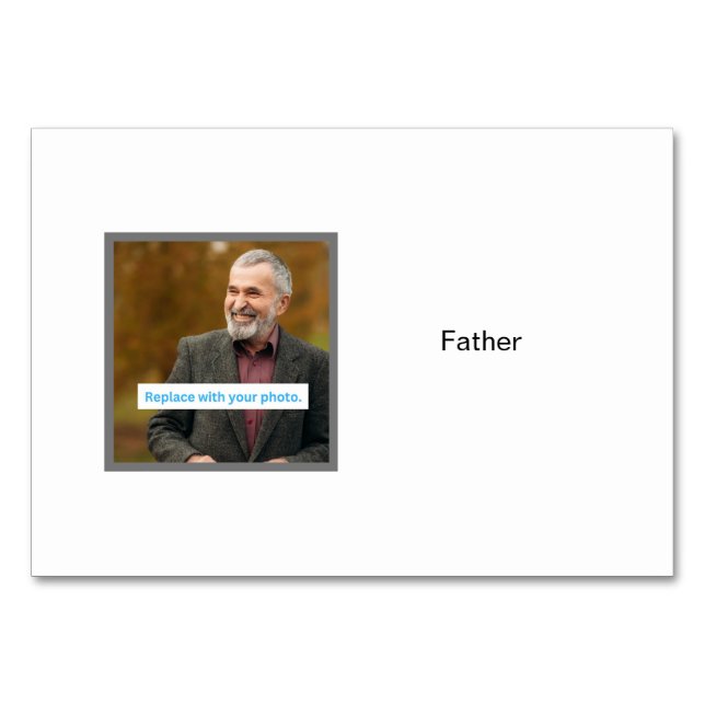 Foto des Vaters auf Personalisierten Flashcards de Tischnummer (Vorderseite)