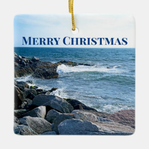 Foto des Wavy Atlantic Blue Keramikornament