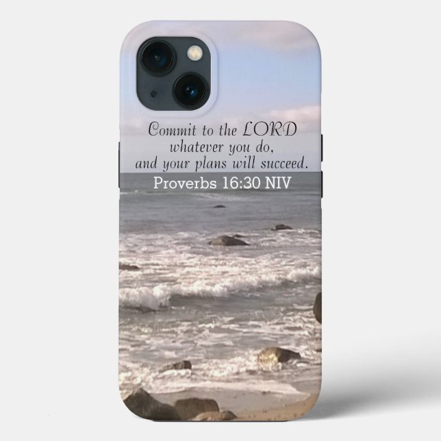 Foto des Wavy Ocean Shore Sprichwörter Bible Verse Case-Mate iPhone Hülle (Rückseite)