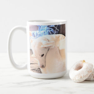 Foto des Weißen Hundes und des Vaters Vatertag Kaffeetasse