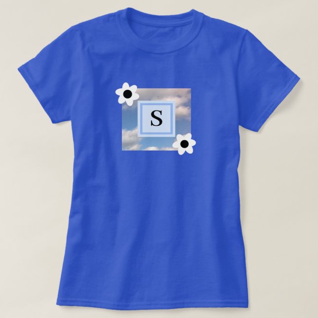 Foto des Wolkenkratzes mit Beginn im Blumenrahmen  T-Shirt (Design vorne)