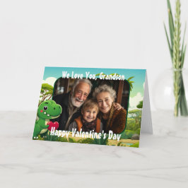 Foto Dinosaur Valentine's Day Card für Grandson Karte