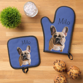 Foto Dog Cat Custom Monogram Ofenhandschuh & Topflappen-Set