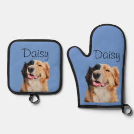 Foto Dog Cat Custom Monogram Ofenhandschuh & Topflappen-Set