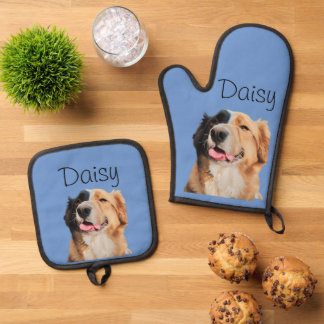 Foto Dog Cat Custom Monogram Ofenhandschuh & Topflappen-Set