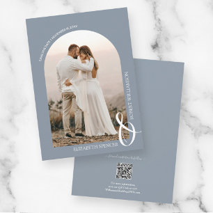 Foto Dusty Blue QR Code Hochzeit Save The Date