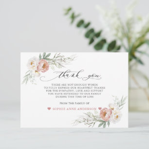 Foto Dusty Rose Weiße Blume in Liebe Erinnerung Dankeskarte