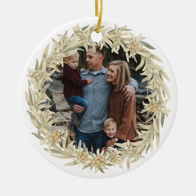 Foto Edelweiss Alpenblumenreath Keramik Ornament (Vorne)