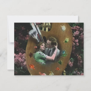 Foto EDWARDIAN LOVERS ON ARTISTS PALETTE C1910 Postkarte