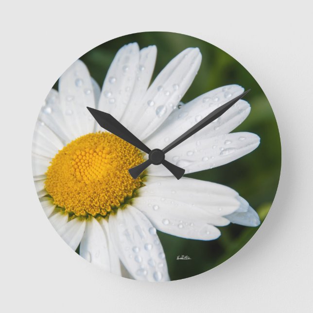 Foto, ein margueritte machen Grün Runde Wanduhr (Vorderseite)