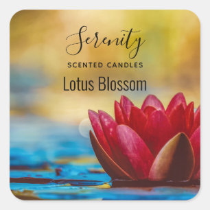 Foto einer Lotus-Blume im Tal Candle Biz Quadratischer Aufkleber