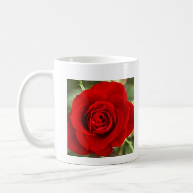 Foto einer rote Rose Kaffeetasse (Links)