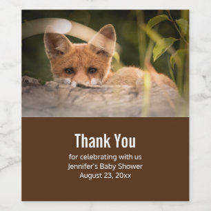 Foto eines Niedlichen kleinen Orange Fox Danke Weinetikett
