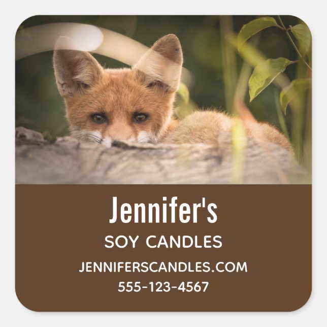 Foto eines Niedlichen kleinen Orangenfuchs Quadratischer Aufkleber (Vorderseite)
