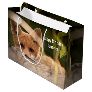 Foto eines Niedlichen kleinen Orangenfuchs zum Geb Große Geschenktüte