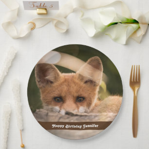 Foto eines Niedlichen kleinen Orangenfuchs zum Geb Pappteller