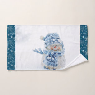 Foto eines Niedlichen Schneemanns im Winter - Weih Badhandtuch Set