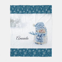 Foto eines Niedlichen Schneemanns im Winter - Weih Fleecedecke