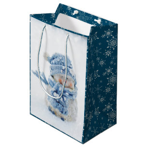 Foto eines Niedlichen Schneemanns im Winter - Weih Mittlere Geschenktüte