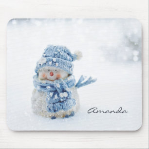 Foto eines Niedlichen Schneemanns im Winter - Weih Mousepad