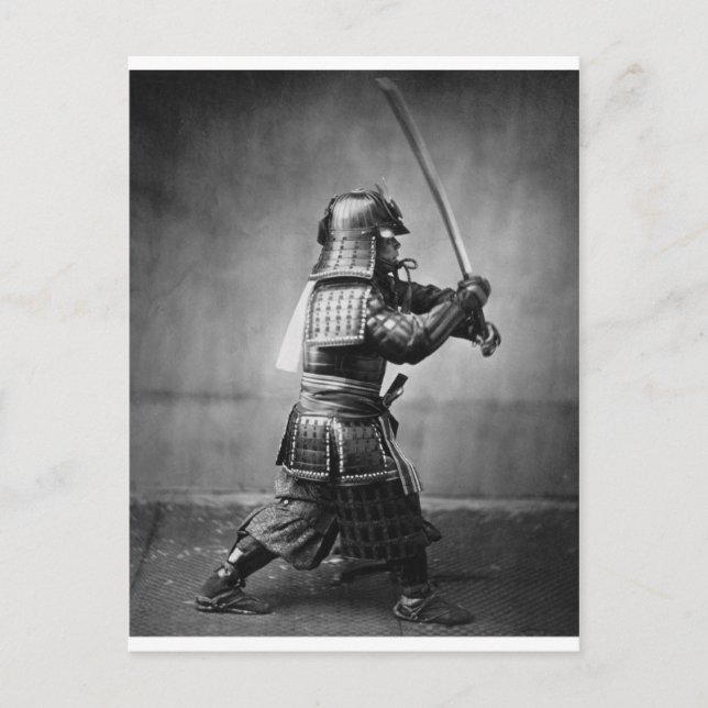 Foto eines Samurai C. 1860 Postkarte (Vorderseite)