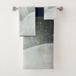 Foto eines schönen Weißen Pferdes im Winter Badhandtuch Set