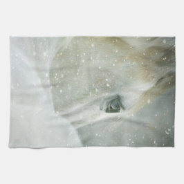 Foto eines schönen Weißen Pferdes im Winter Geschirrtuch