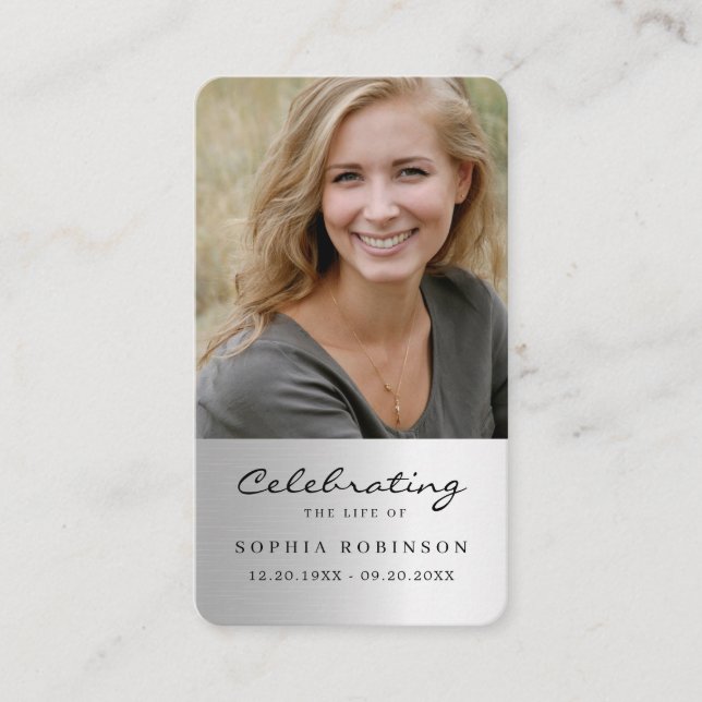 Foto Einfache Beerdigung Gebet Imitate Silberkarte Visitenkarte (Vorderseite)