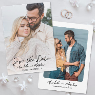 Foto Einfache Schrift Minimalistische Hochzeit Save The Date