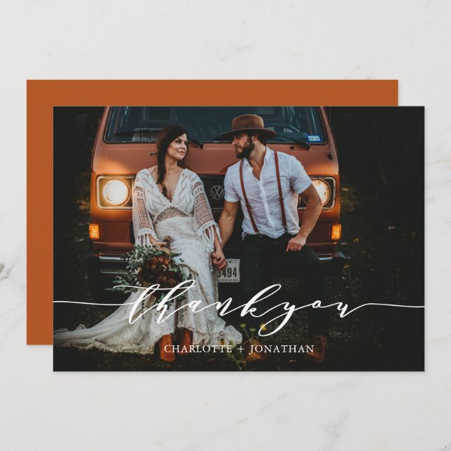 Foto Einfaches Botanisches Bohemisches Terracotta  Dankeskarte (Vorne/Hinten)