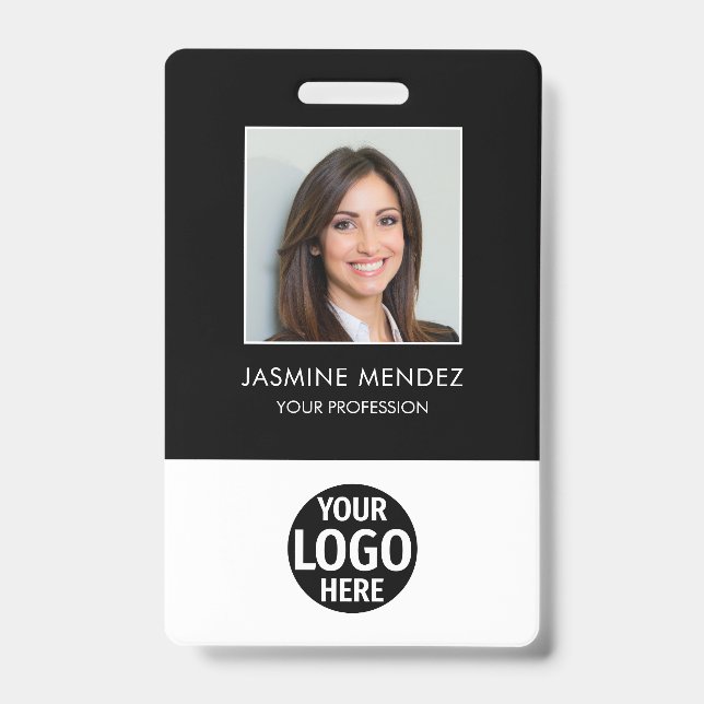 Foto Einfaches Logo Mitarbeiter QR-Code Barcode-ID Ausweis (Vorderseite)