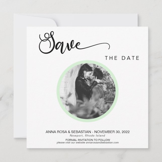 *~* FOTO Einfaches Mint Boho Hochzeit Das Datum sp Save The Date (Vorderseite)