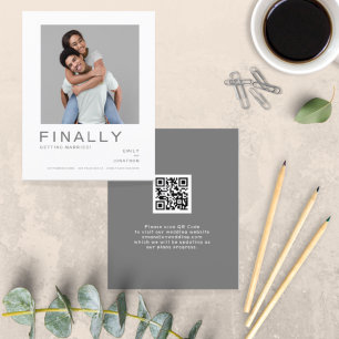 Foto Einfaches QR-Code Save the Date grau