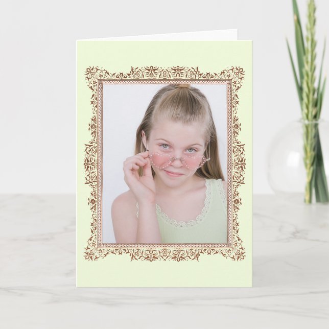 Foto einfügen Antik rosa Rahmen Karte (Vorderseite)