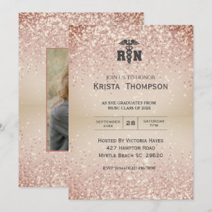 Foto Einladung für Krankenschwester Abschluss Gold